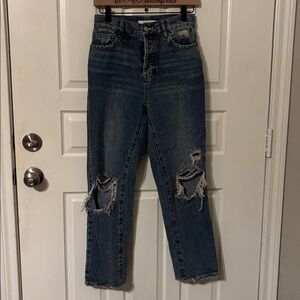 PacSun High Rise Straight Leg Jeans 25 distressed
